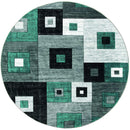 Carpets Round Carpet - 94" x 94" x 0.53" Turquoise Olefin/Polypropylene Round Rug HomeRoots
