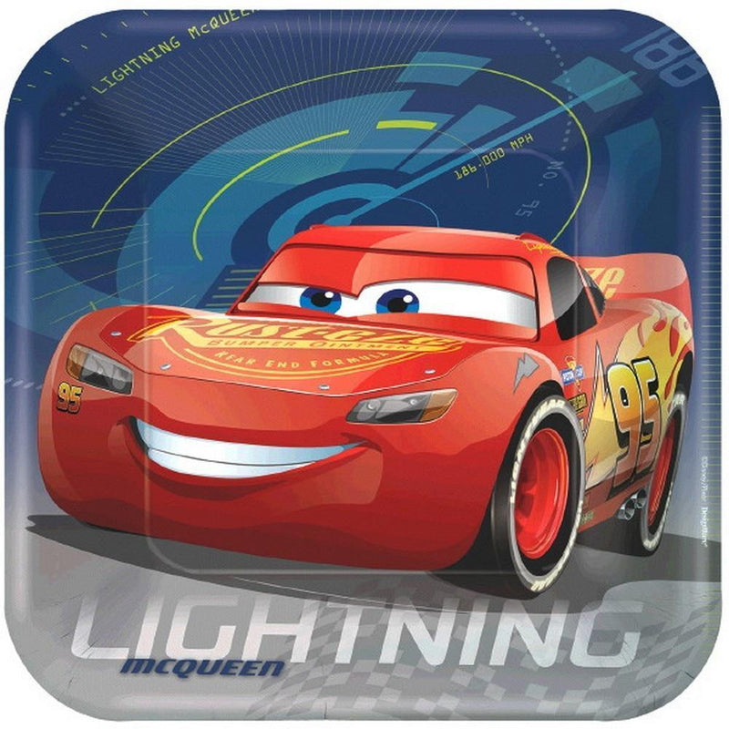 Cars 3 9-Inch Square Plates [8 per Package]-Toys-JadeMoghul Inc.