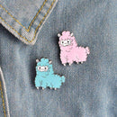 Cartoon Animal Lovely Little Sheep Alpaca Brooch Button Pins Pink Blue Brooch Denim Jacket Pin Badge Gift Cartoon Jewelry-blue-JadeMoghul Inc.