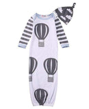 Cartoon Clouds Infant Warm Swaddle Sleeping Bag Baby Boy Autumn Sleepsuit Baby Girl Blanket Kids Hat 2Pcs Clothes Set-Grey Parachute-JadeMoghul Inc.