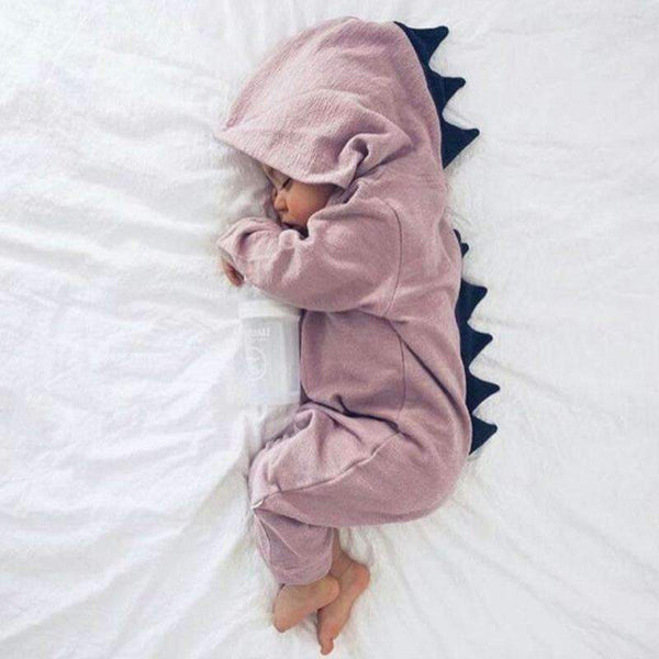 Cartoon Dinosaur Design Hooded Baby Rompers Newborn Clothing Cotton Long Sleeve Jumpsuits Boys Girls Outerwear Costume Baby Gift-Grey-6M-JadeMoghul Inc.