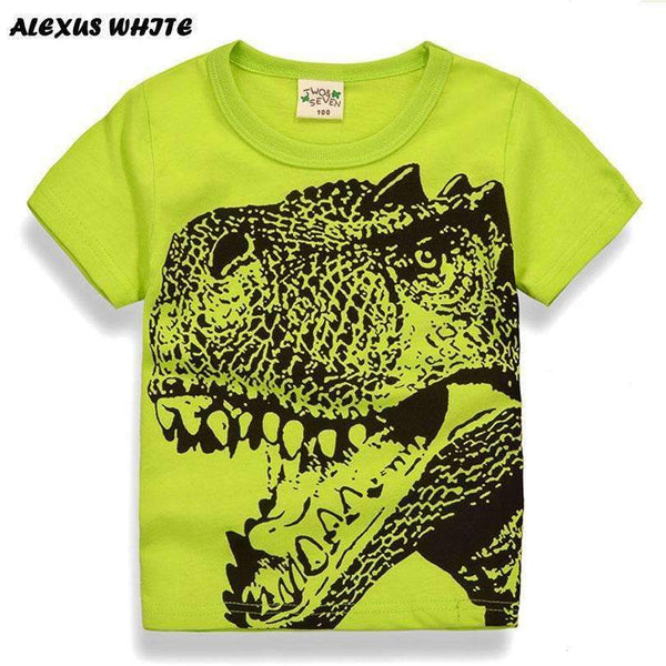 Cartoon Dinosaur T Shirt Boys 2017 Summer Children's Clothing Toddler 100% cotton Tops tee baby Boy Kids bobo bebe T-shirt 2-7Y-Green-2T-JadeMoghul Inc.