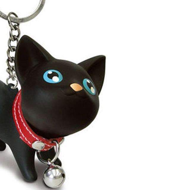 Cartoon Fashion Cat Kitten Keychain Keyring Bell Toy Lover Key Chain Rings For Handbag 88 KQS-Black-JadeMoghul Inc.