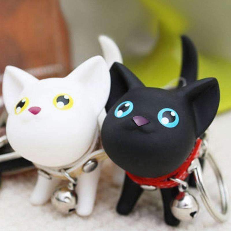Cartoon Fashion Cat Kitten Keychain Keyring Bell Toy Lover Key Chain Rings For Handbag 88 KQS-Black-JadeMoghul Inc.
