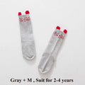 Cartoon Fox Baby Socks with Ears Cotton Kids Girl Boy Knee High Socks Kids Infantil Accessories 6 Colors-Grey Cat M-JadeMoghul Inc.