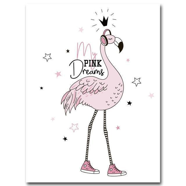 Cartoon Girl Unicorn Flamingo Poster and Print Wall Art Canvas Painting Nordic Style Nursery Picture for Living Room Home Decor-A4 21x30cm No Frame-Picture 2-JadeMoghul Inc.