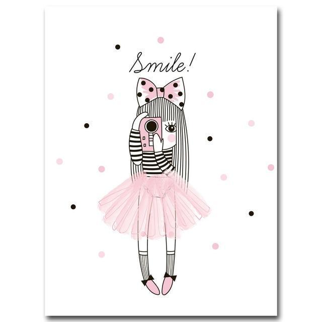 Cartoon Girl Unicorn Flamingo Poster and Print Wall Art Canvas Painting Nordic Style Nursery Picture for Living Room Home Decor-A4 21x30cm No Frame-Picture 3-JadeMoghul Inc.