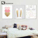 Cartoon Rabbit Pink Heart Wall Art Canvas Poster Nursery Quotes Print Nordic Painting Wall Picture Kids Living Room Decoration-13x18cm No Frame-Picture 1-JadeMoghul Inc.