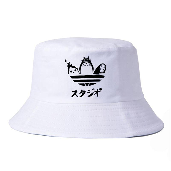 Cartoon Totoro Spirited Away Bucket Hat Summer No Face Faceless cap Panama Cotton Double Layer Fabric Sunscreen Hats JadeMoghul Inc. 