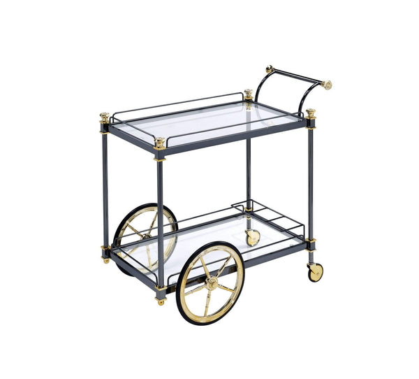 Carts Carts For Sale - 20" X 31" X 31" Black Gold Clear Glass Metal Casters Serving Cart HomeRoots