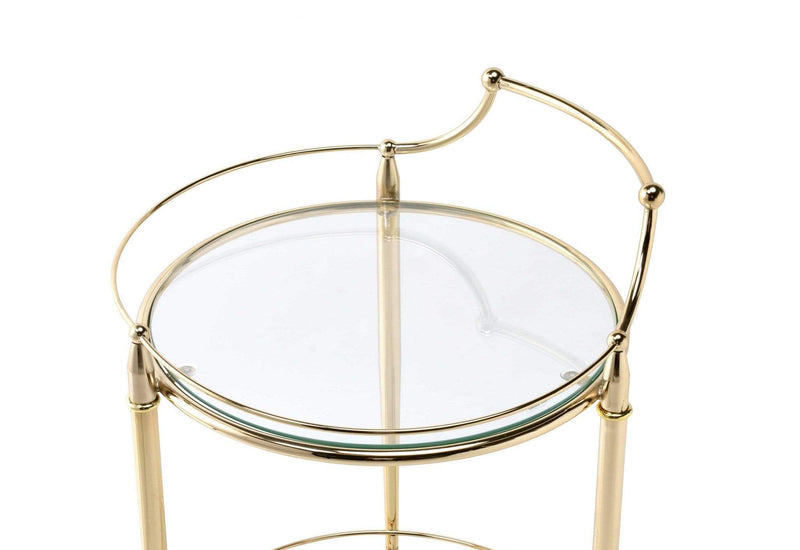 Carts Kitchen Cart - 21" X 20" X 31" Gold And Clear Glass Serving Cart HomeRoots