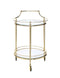 Carts Kitchen Cart - 21" X 20" X 31" Gold And Clear Glass Serving Cart HomeRoots