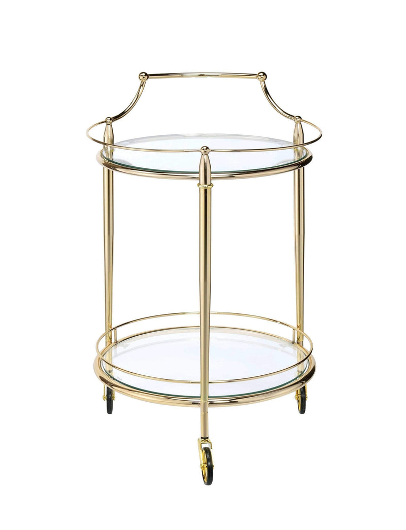 Carts Kitchen Cart - 21" X 20" X 31" Gold And Clear Glass Serving Cart HomeRoots