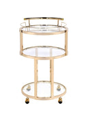 Carts Kitchen Cart - 22" X 21" X 34" Gold And Clear Glass Serving Cart HomeRoots