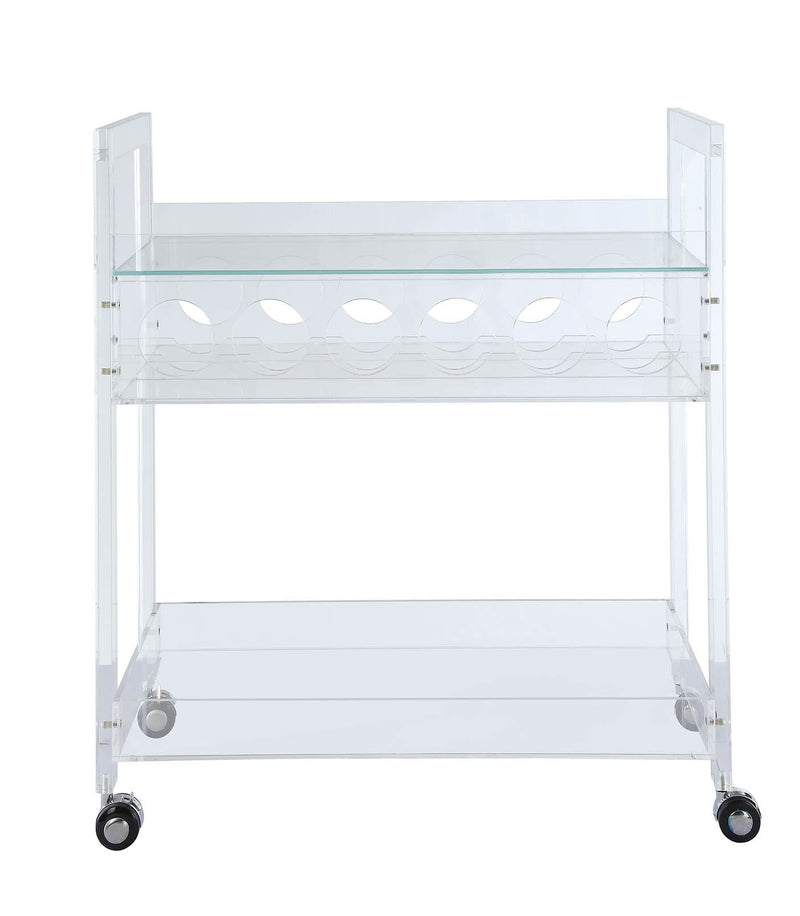 Carts Kitchen Cart - 31" X 16" X 31" Clear Acrylic And Clear Glass Serving Cart HomeRoots