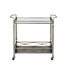 Carts Kitchen Cart - 32" X 16" X 30" Antique Brass Metal Serving Cart HomeRoots