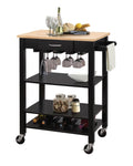 Carts Utility Cart - 26" X 18" X 36" Natural And Black Kitchen Cart HomeRoots