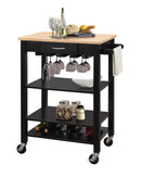 Carts Utility Cart - 26" X 18" X 36" Natural And Black Kitchen Cart HomeRoots