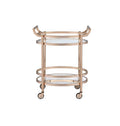 Carts Utility Cart - 27" X 19" X 34" Clear Glass And Rose Gold Serving Cart HomeRoots