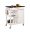 Carts Utility Cart - 32" X 19" X 34" Black And White Rubber Wood Kitchen Cart HomeRoots