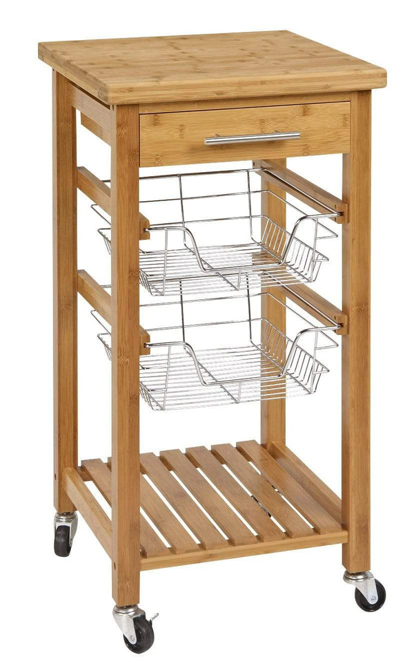 Carts Utility Cart - Bamboo Kitchen Cart with Storage HomeRoots