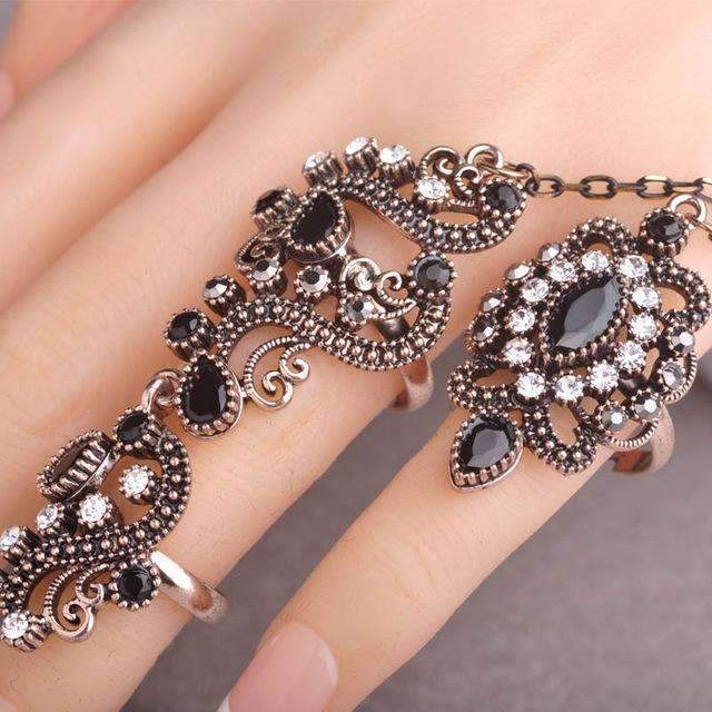 Carved Flowers Vintage Pretty Exquisite Mid Rings Fashion Turkish Jewelry Anel Aneis Masculinos Anillos Anti Gold Accessories-Resizable-Anti Gold Black-JadeMoghul Inc.