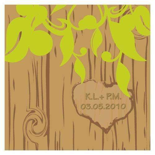 Carved Initials Tree Square Tag (Pack of 1)-Wedding Favor Stationery-JadeMoghul Inc.