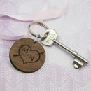 Personalized Keychains Carved Tree Round Wooden Keyring with Initials