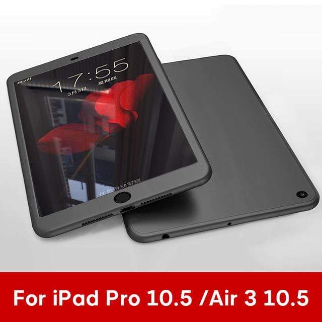 Case For iPad Air 1 2 3 mini 4 5 For iPad Pro 10.5 Silicone 360 Full Body Cover + Free Glass For iPad 2017 2018 9.7 5th 6th Case AExp
