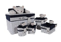 Cases Basket Case - 15.5" x 23.5" x 22" White, Blue, Rectangular, Bear Design - Basket Set of 5 HomeRoots