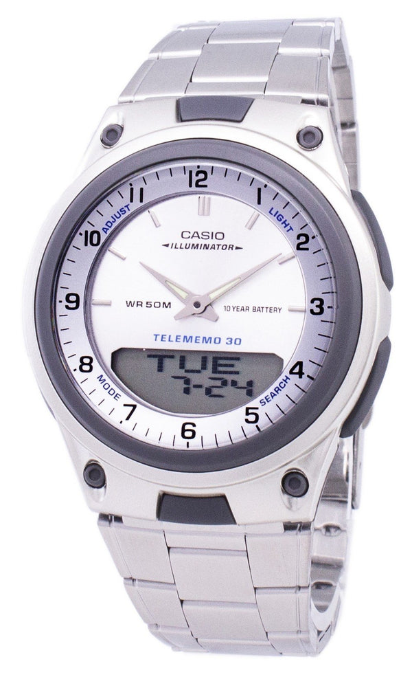 Casio Analog Digital Telememo Illuminator AW-80D-7AVDF AW80D-7AVDF Men's Watch-Branded Watches-Blue-JadeMoghul Inc.