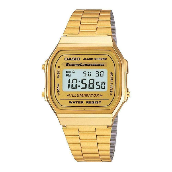 Casio Digital Alarm Chrono Stainless Steel A168WG-9WDF A168WG-9W Unisex Watch-Brand Watches-JadeMoghul Inc.