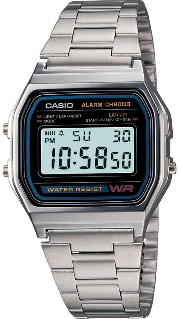 Casio Digital Stainless Steel Daily Alarm A158WA-1DF A158WA-1 Men's Watch-Branded Watches-JadeMoghul Inc.