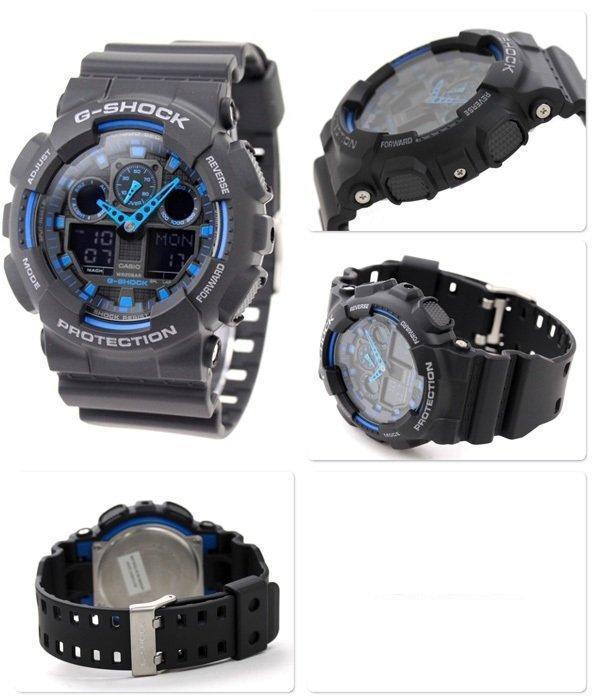 Casio G-Shock World Time Alarm GA-100-1A2 GA-100 Men's Watch-Branded Watches-JadeMoghul Inc.