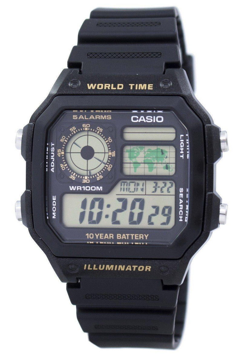 Casio Youth Series Digital World Time AE-1200WH-1BVDF AE-1200WH-1BV Men's Watch-Branded Watches-JadeMoghul Inc.