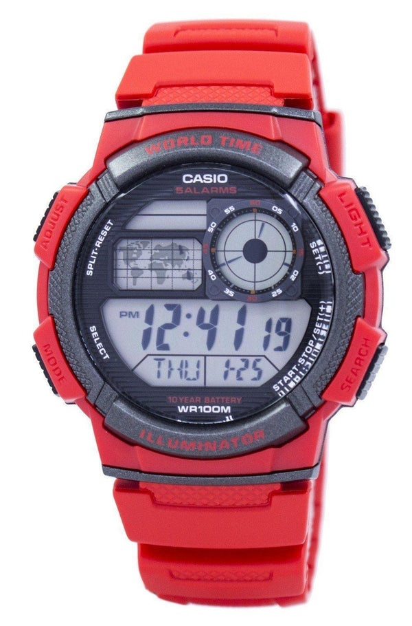 Casio Youth World Time Alarm World Map AE-1000W-4AV AE1000W-4AV Men's Watch-Branded Watches-JadeMoghul Inc.