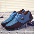 Casual Canvas Shoes For Men / Suede Leather Flats-Blue-6-JadeMoghul Inc.