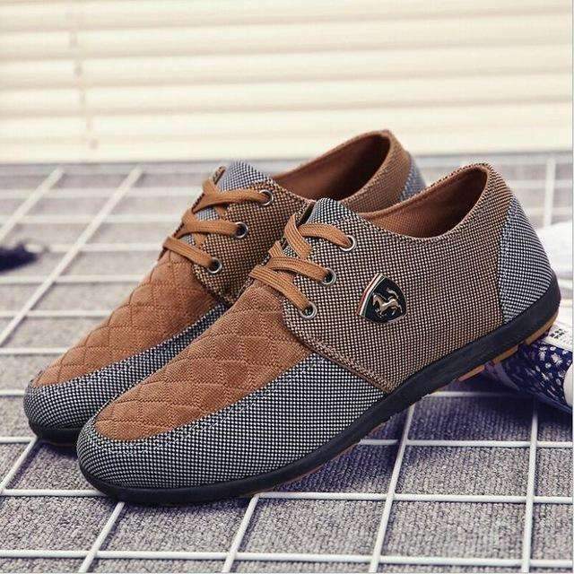 Casual Canvas Shoes For Men / Suede Leather Flats-Brown-6-JadeMoghul Inc.