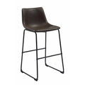 Casual Contoured Bar Height Stool, Brown, Set of 2-Bar Stools and Counter Stools-Brown-Metal Leather-JadeMoghul Inc.