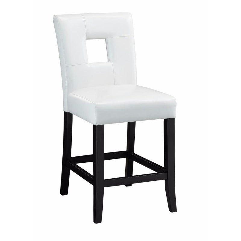 Casual Counter Height Chair with Vinyl Cushion, White, Set of 2-Armchairs and Accent Chairs-White-Wood/Vinyl-Cappuccino-JadeMoghul Inc.