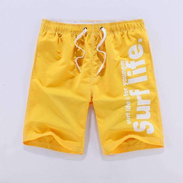 Casual Men Shorts / Men Quick Drying Summer Style Solid Polyester Clothing-yellow-L-JadeMoghul Inc.