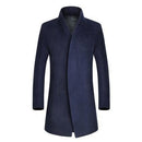 Casual Men Wool Coat - Slim Fit Longa Trench Coat-Blue-S-JadeMoghul Inc.