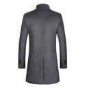 Casual Men Wool Coat - Slim Fit Longa Trench Coat-Gray-S-JadeMoghul Inc.