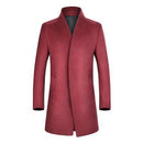 Casual Men Wool Coat - Slim Fit Longa Trench Coat-Red-S-JadeMoghul Inc.
