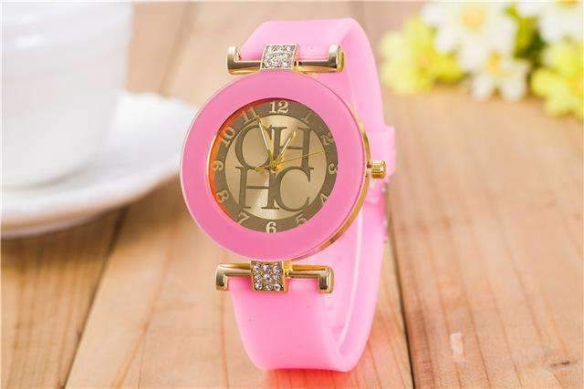 Casual Quartz Watch Women - Crystal Silicone Watch - Dress Wrist Watch-pink-JadeMoghul Inc.