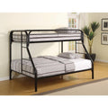 Casual Style Twin Over Full Bunk Bed with Side Ladders, Black-Bunk Beds-Black-METAL-JadeMoghul Inc.