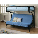 Casual Style Twin Over Futon Bunk Bed, Black-Bunk Beds-Black-METAL-JadeMoghul Inc.