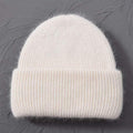 Casual Women's Hats Cashmere Wool Knitted Beanies Autumn Winter Brand New Three Fold Thick 2020 Knitted Girls Skullies Beanies AExp