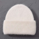 Casual Women's Hats Cashmere Wool Knitted Beanies Autumn Winter Brand New Three Fold Thick 2020 Knitted Girls Skullies Beanies AExp