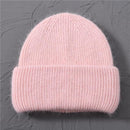 Casual Women's Hats Cashmere Wool Knitted Beanies Autumn Winter Brand New Three Fold Thick 2020 Knitted Girls Skullies Beanies AExp